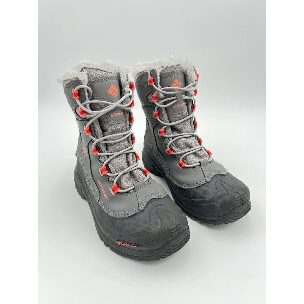 Columbia Omni-Heat Waterproof Winter Snow Boots Gray Orange Women's Size 8
